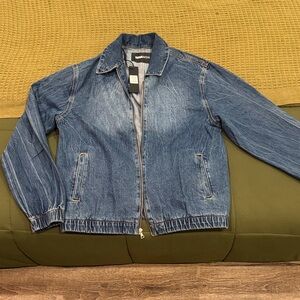 Elastic Waist Vintage Style Denim Jacket
